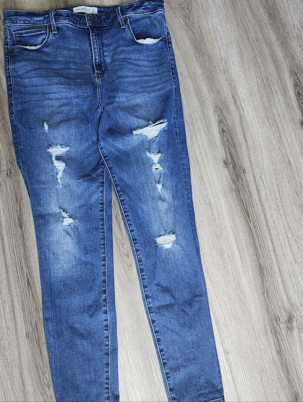 Abercrombie & Fitch Jeans Womens 31/12 Rise Super Skinny Blue Distressed Denim